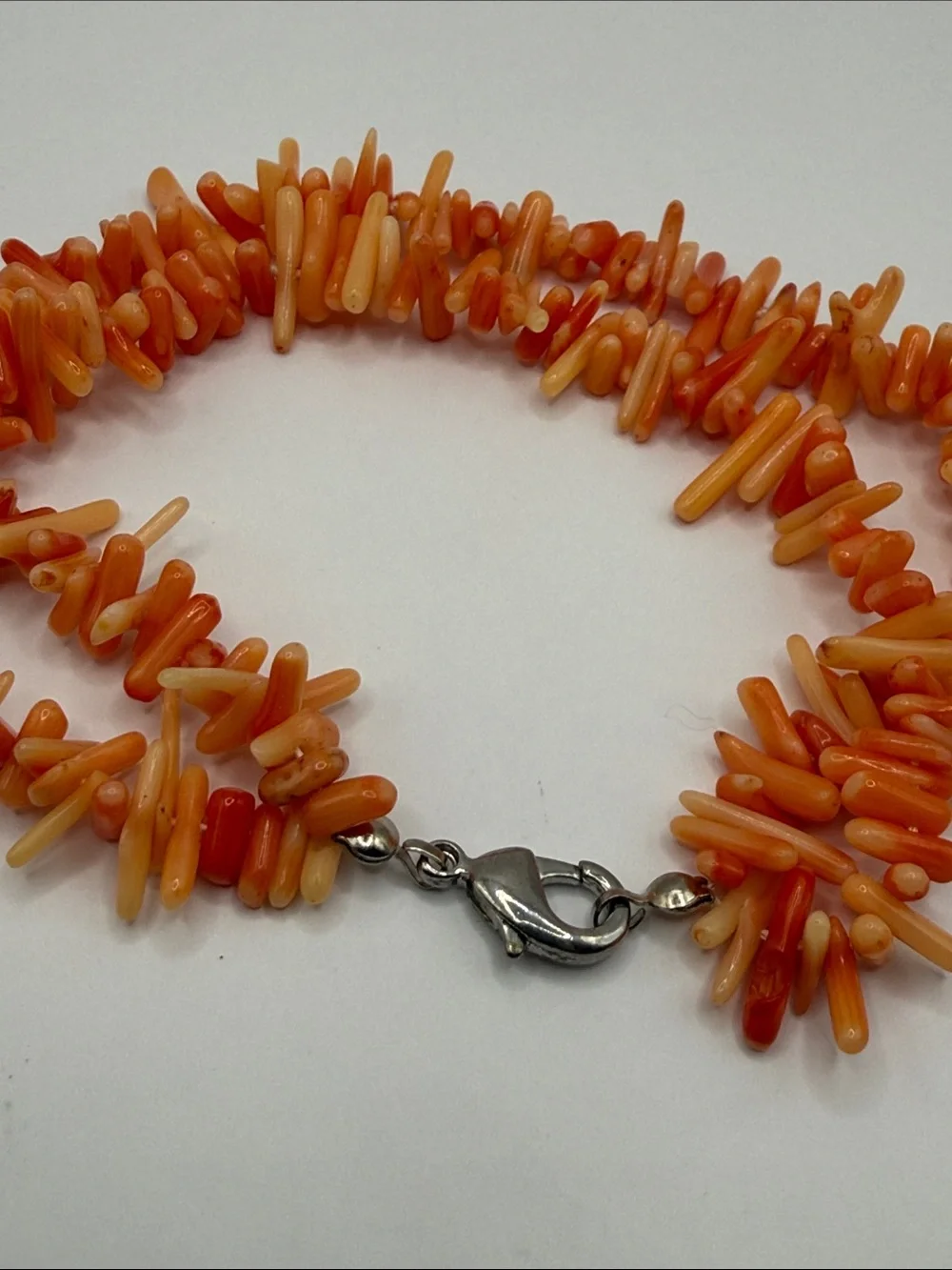Vintage Native American Style Orange Peach Beaded Bangle Cuff Statement Bracelet